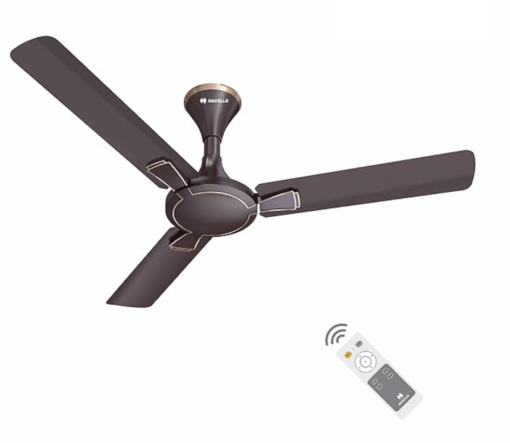 Havells 1200mm Milor BLDC Motor Ceiling Fan | 5 Star with RF Remote, 100% Copper, High Air Delivery | Upto 57% Energy Saving, ECO Active Technology, Flexible Timer Setting | (Pack of 1, Dusk)